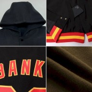 Custom Olive Black-Cream Bomber Full-Snap Varsity Letterman Two Tone Salute To Service Hoodie Jacket