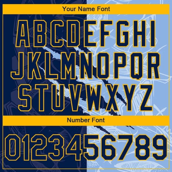 Custom Stitched Graffiti Pattern Navy Light Blue-Gold 3D Scratch Sports Pullover Sweatshirt Hoodie