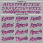 Custom Gray Pink Black-Light Blue Bomber Full-Snap Varsity Letterman Two Tone Jacket