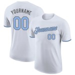 Custom White Light Blue-Steel Gray Performance T-Shirt