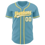 Custom Shadow Blue White-Yellow Authentic Baseball Jersey