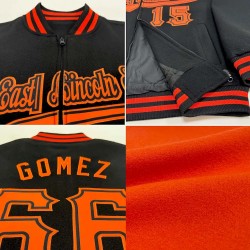 Custom Orange Purple-White Bomber Varsity Letterman Zipper Jacket